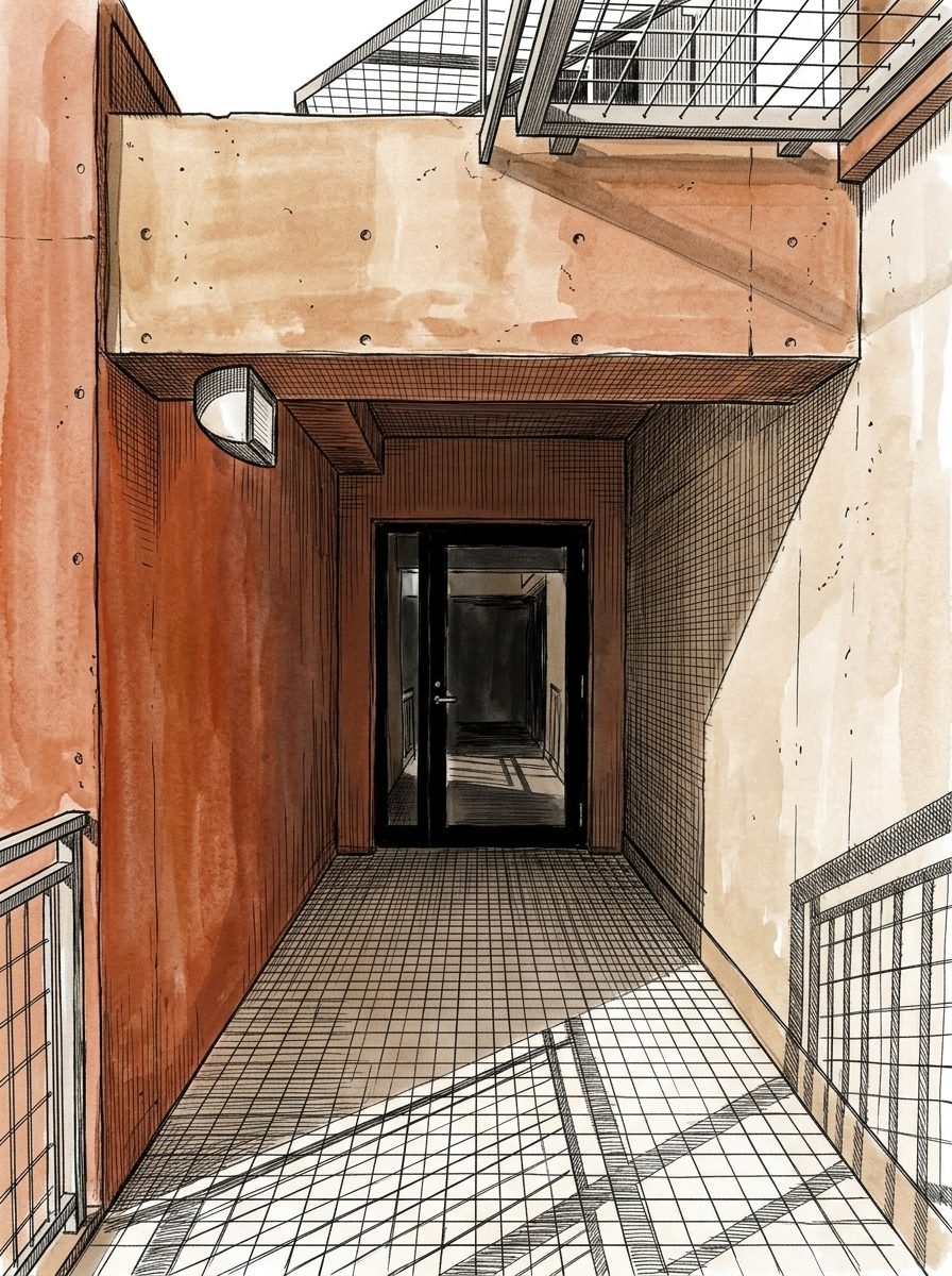 2階廊下のスケッチ